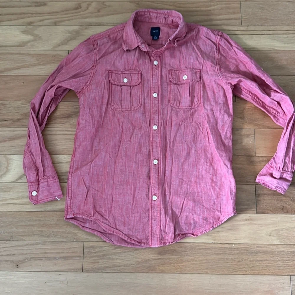 Gap Kids | Red Button Down Shirt | Textured Red | size XXL (14-16)